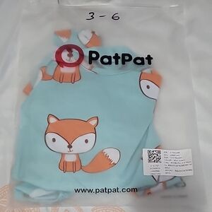 PatPat Aqua Onesie with Fox Design
